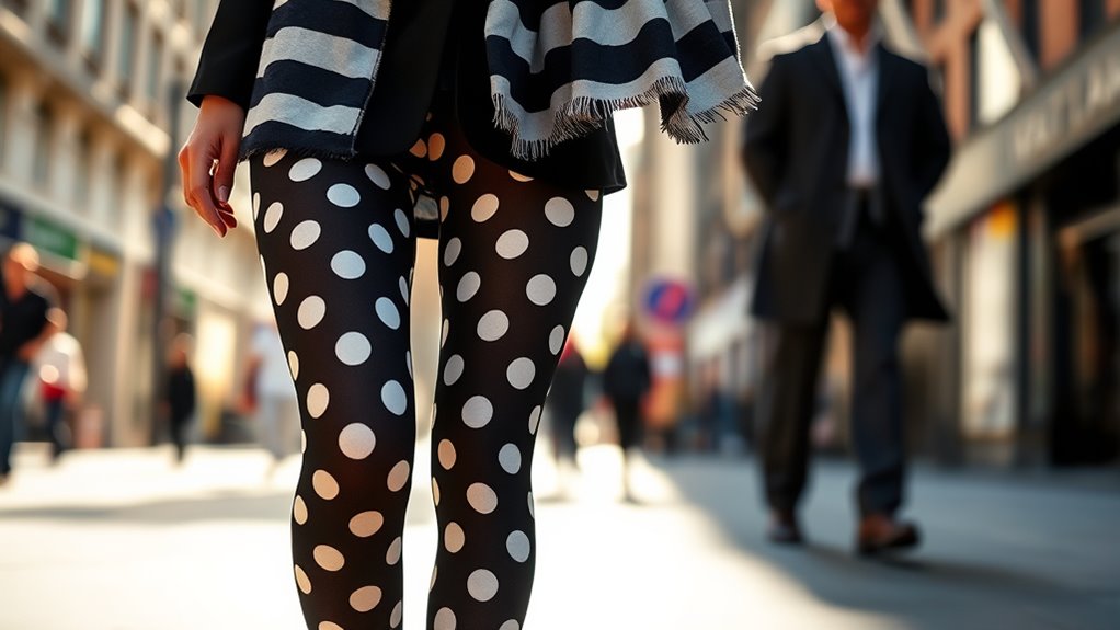 mix contrasting patterned tights