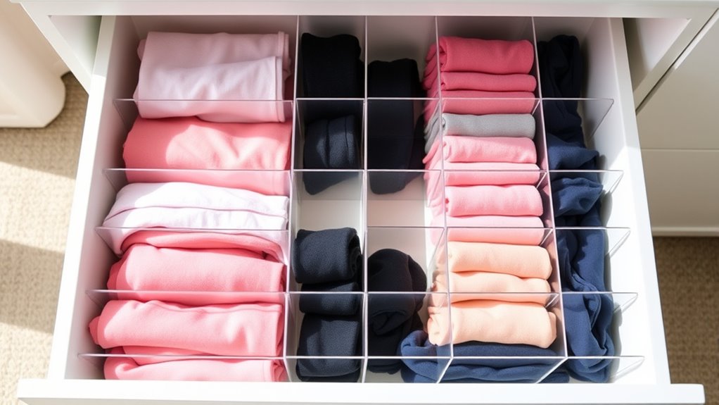 neatly organized tights storage