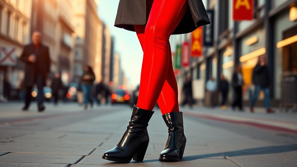 red hosiery symbolizes confidence and empowerment