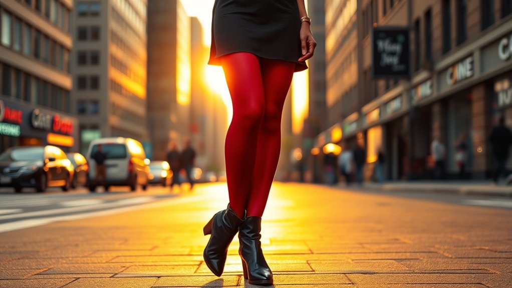 red tights minimalist style