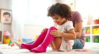 teaching kids to put on tights