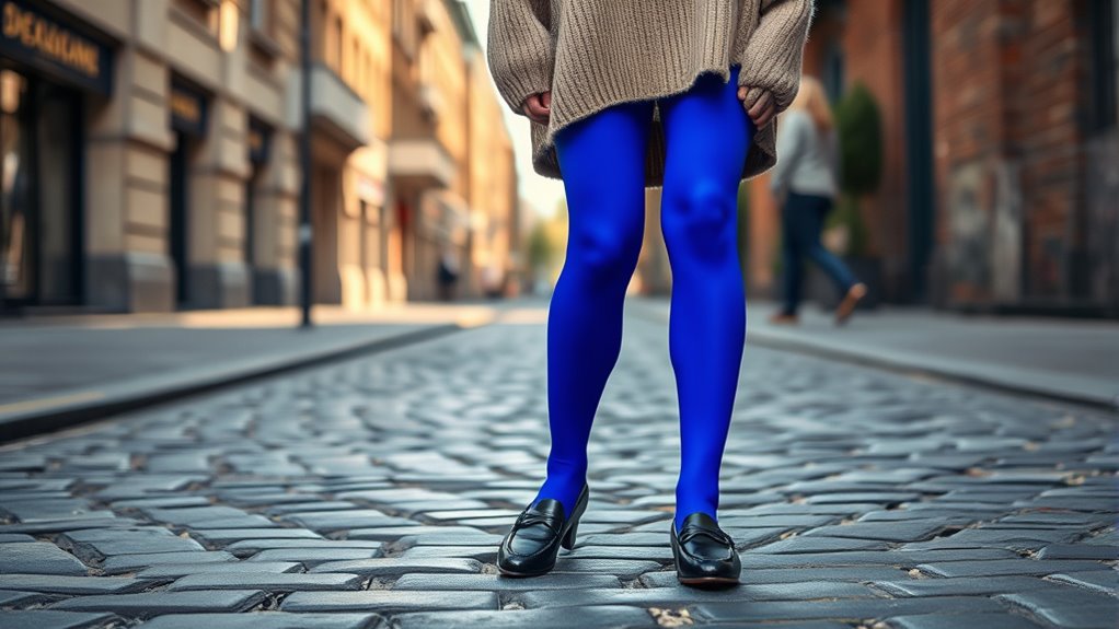 vibrant tights pattern mixing