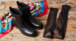 chic boot and tights pairing