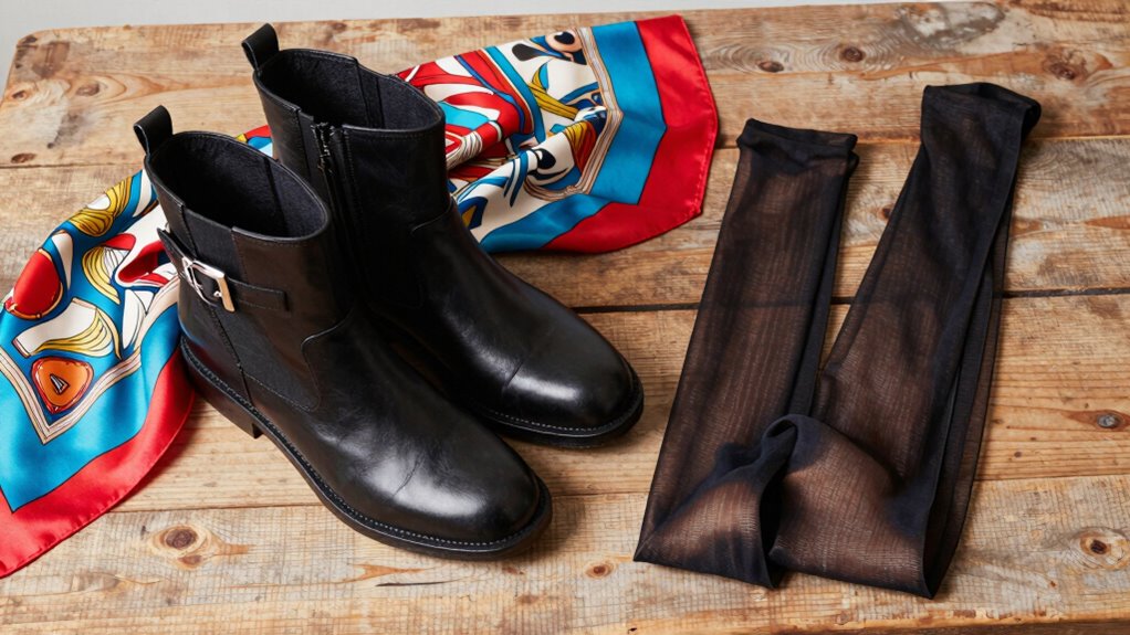 chic boot and tights pairing