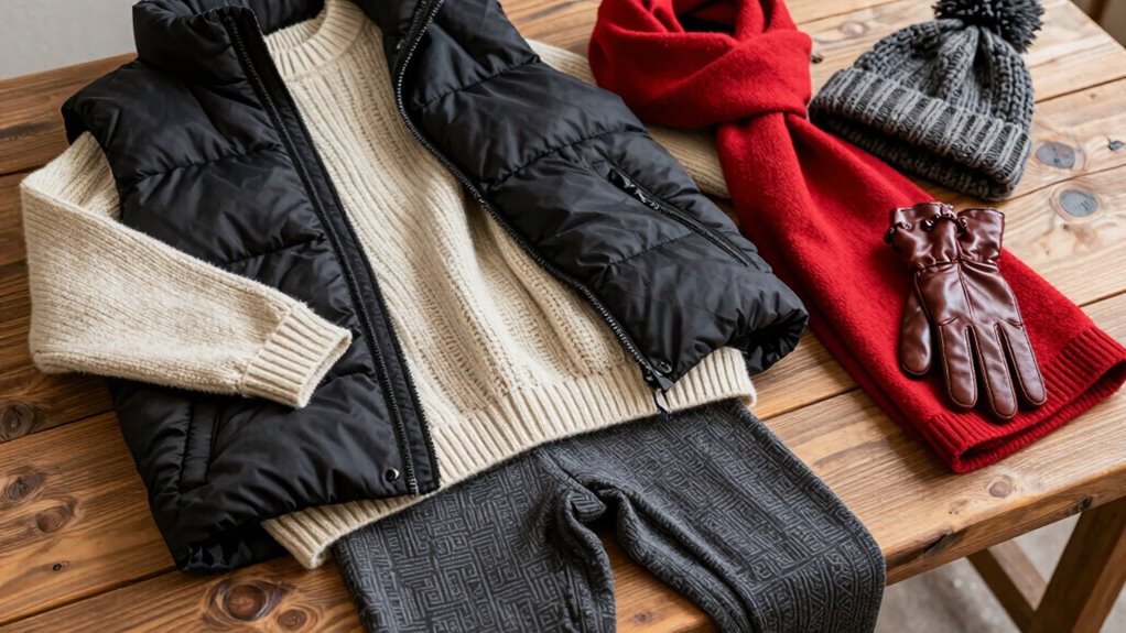 layered insulated winter clothing