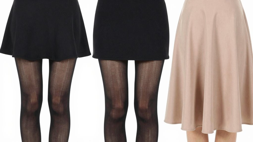 skirt length influences tights