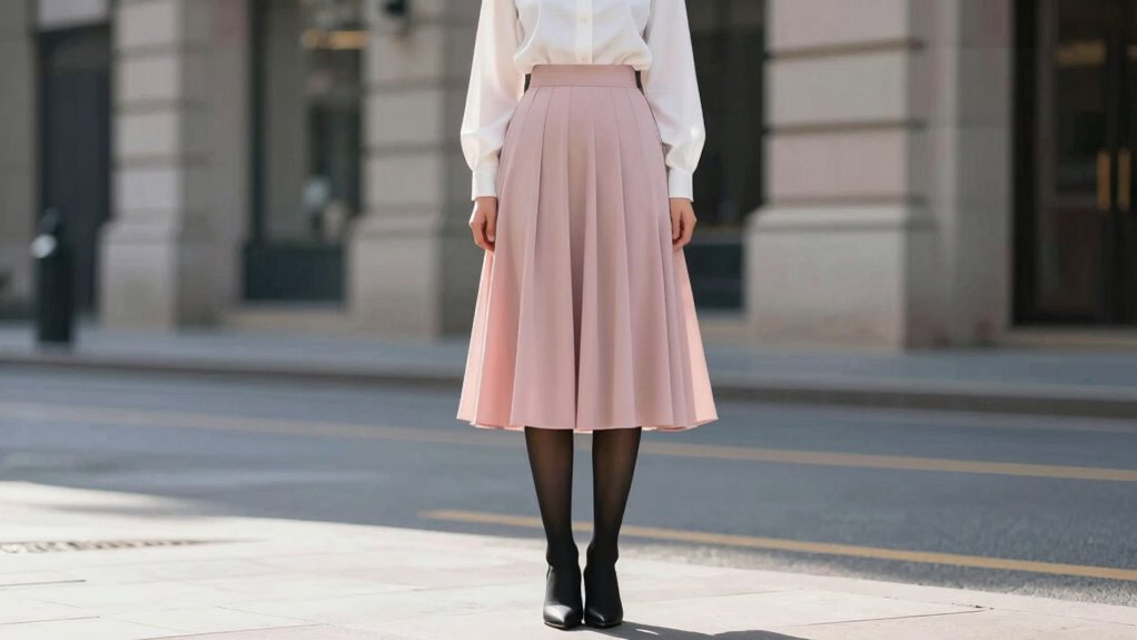 tights and midi skirts