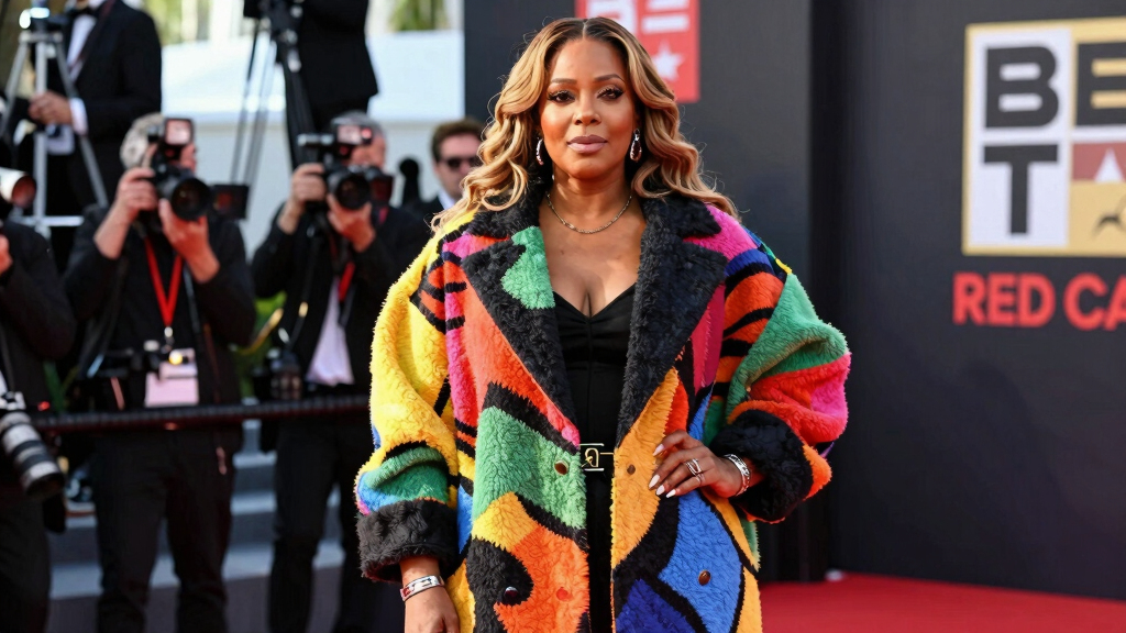 Queen Latifah Bundles Up in a Bold, Oversized Coat on the 2026 BET Awards Red Carpet