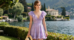Emma Watson Wears A Lilac Zimmermann Minidress For A Day At George Clooney’s Lake Como Villa