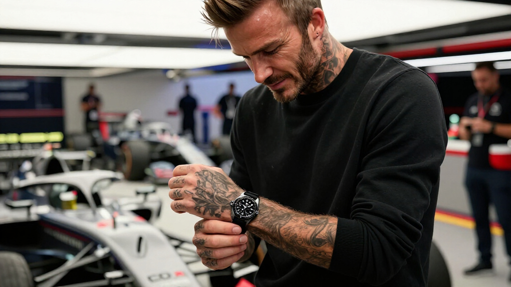 David Beckham Just Wore His Coolest All-Black Tudor To The Madrid Formula 1 Grand Prix