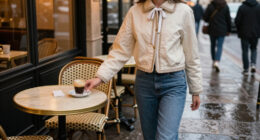 Rihanna Pairs Her Ribbon-Trimmed Dior Jacket With Jeans For Dinner In Paris