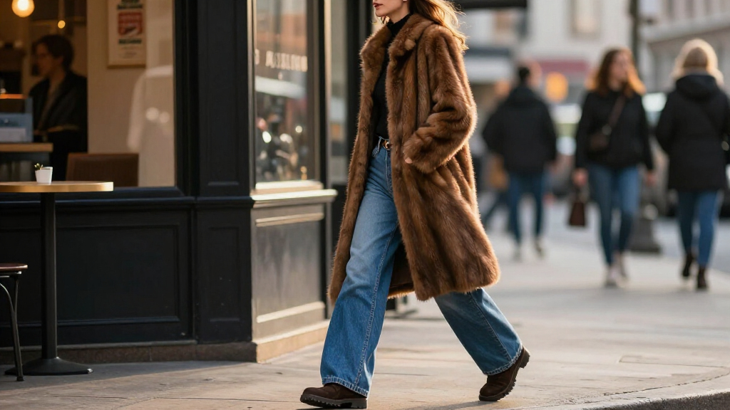 When Fur-Coat Season Arrives, It Girls Will Be Pairing Them With This Denim Trend